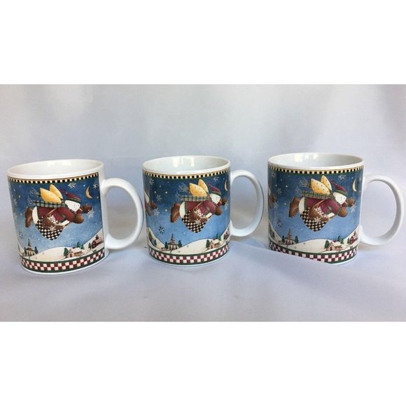 3 Sakura Snow Angel Village Coffee Mugs Debbie Mumm Cups Snowman Christmas - Picture 2 of 11